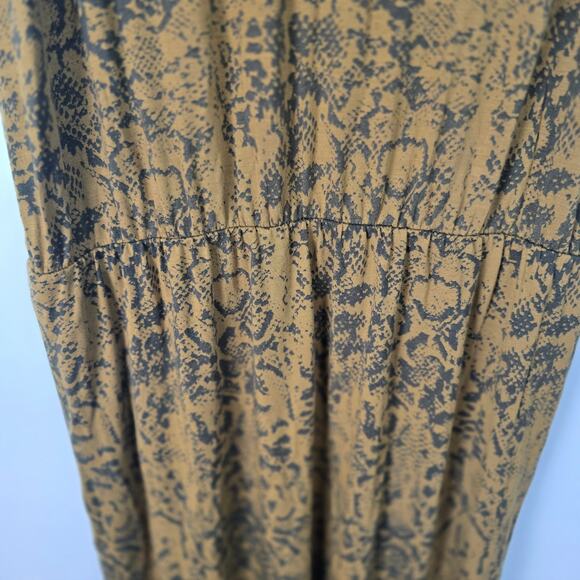 Garnet Hill Sleeveless Maxi Dress Large Brown Snake Print Surplice VNeck Pockets - Picture 11 of 14